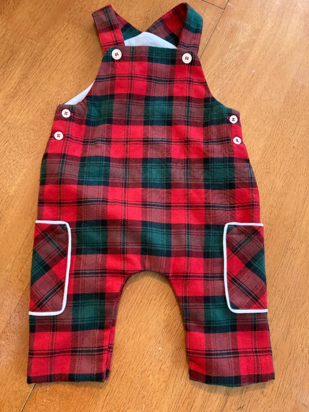Sophie & Lucas Tartan Tidings Plaid Christmas Overalls JonJon - 3 Months - EUC